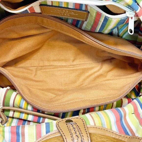 Vintage Fossil Tan Woven Straw Wood Handles Small Satchel Tote Bag Y2K 90’s Boho - Picture 7 of 10